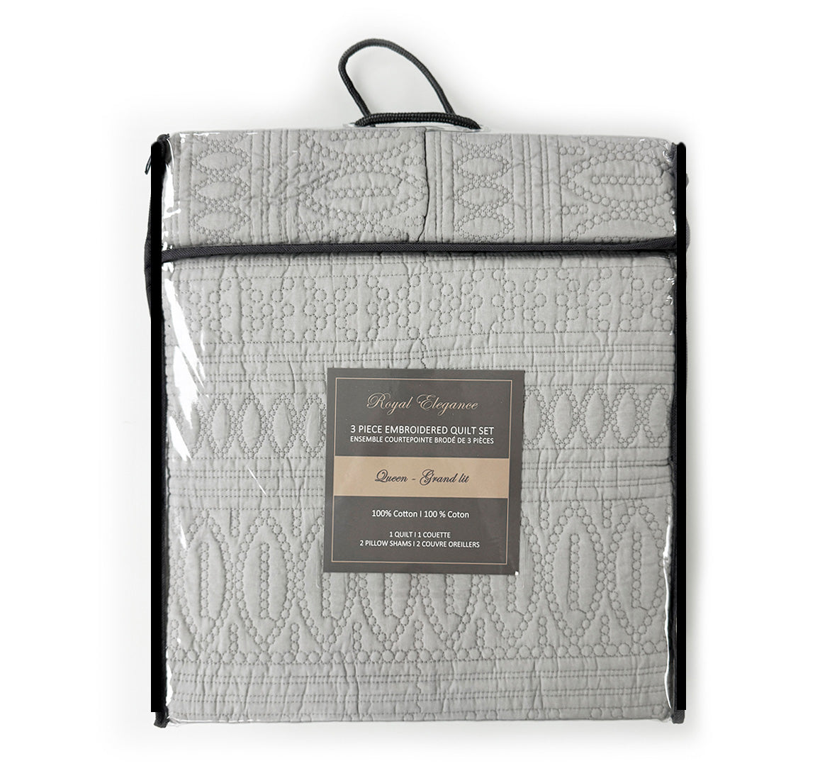 3Pc Embroidered Quilt Set - 100% Cotton