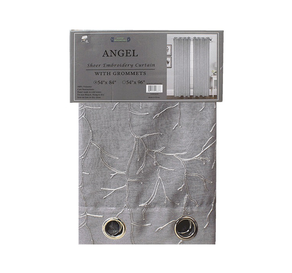 Angel Sheer Embroidery Curtain - Dark Grey