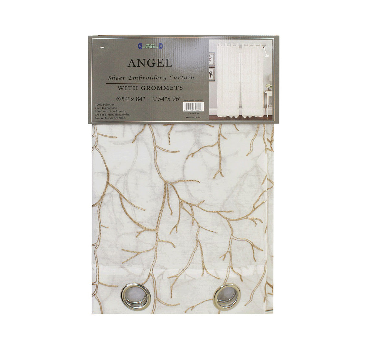 Angel Sheer Embroidery Curtain - Taupe