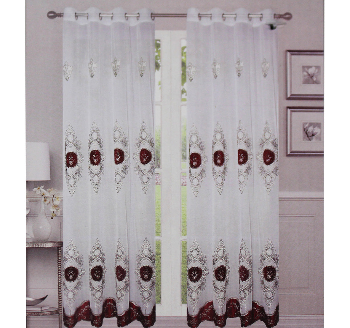 Pearl Sheer Embroidery Curtain - Grey