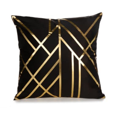 Elegant Black & Gold 18x18 Cushion Cover – Luxury Accent for Living Sp
