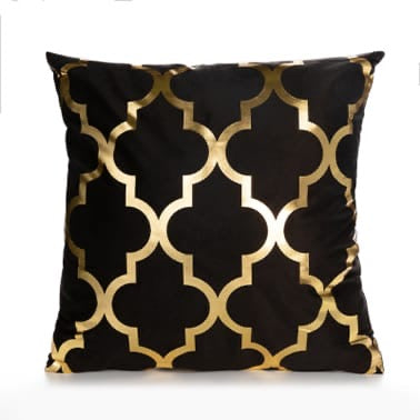 Elegant Black & Gold 18x18 Cushion Cover – Luxury Accent for Living Sp