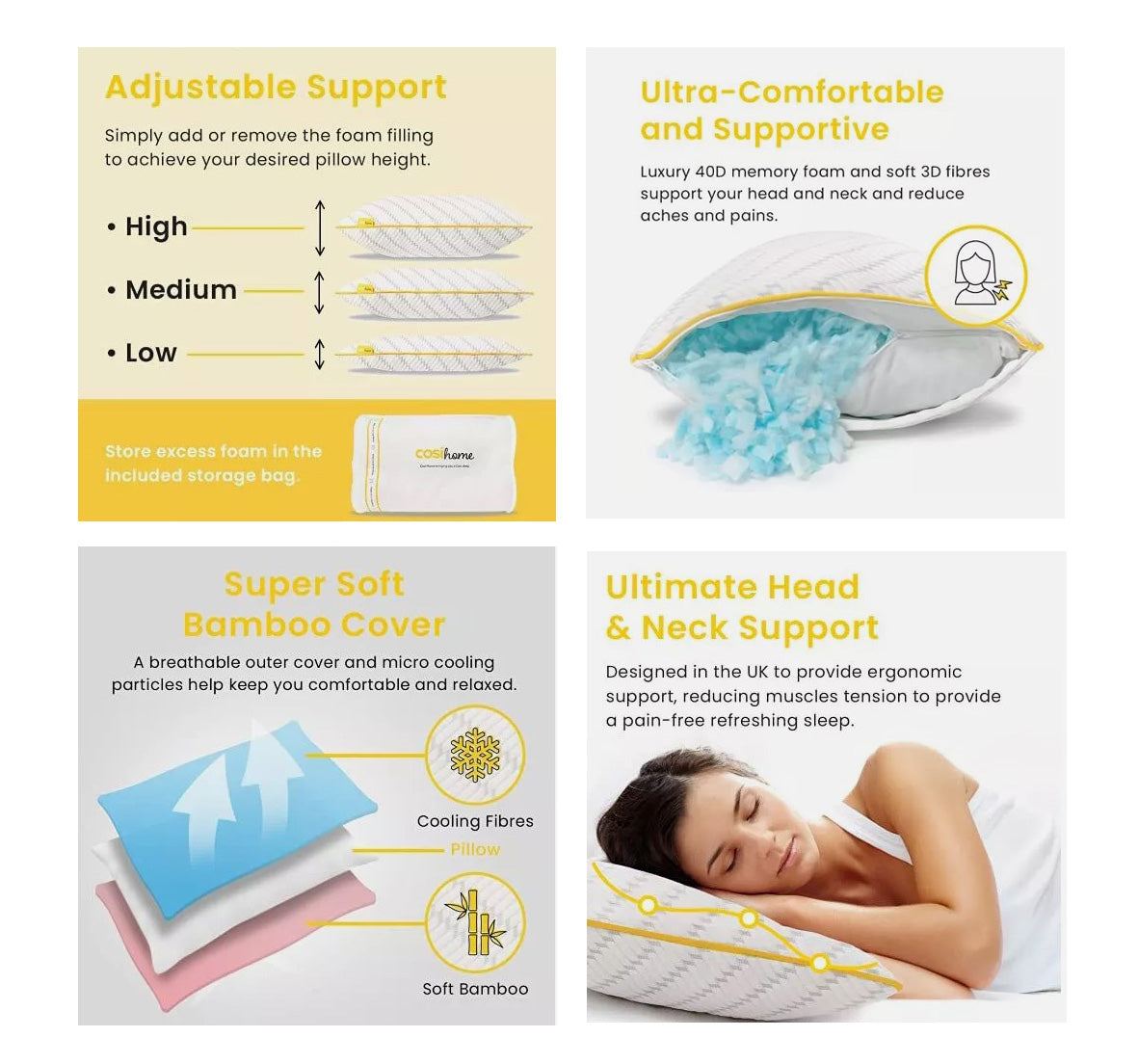Luxury Memory Foam Pillow with Adjustable Filling