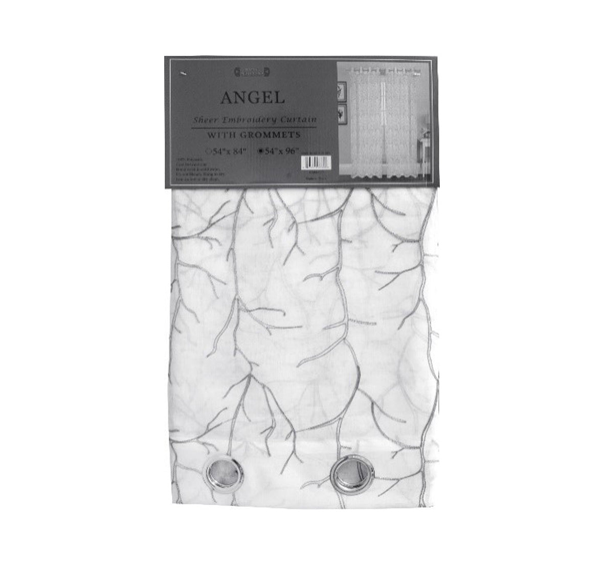 Angel Sheer Embroidery Curtain - Light Grey