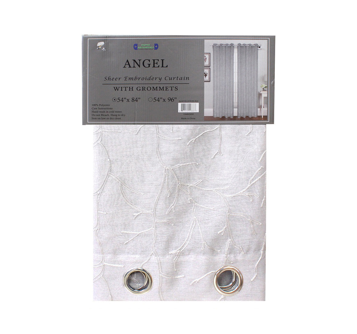 Angel Sheer Embroidery Curtain - White