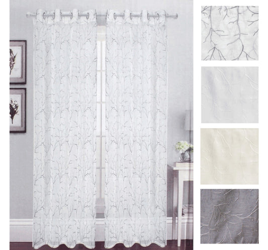 Angel Sheer Embroidery Curtain - Light Grey