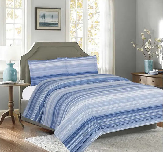 120 GSM Duvet Cover Set - Stripe Blue