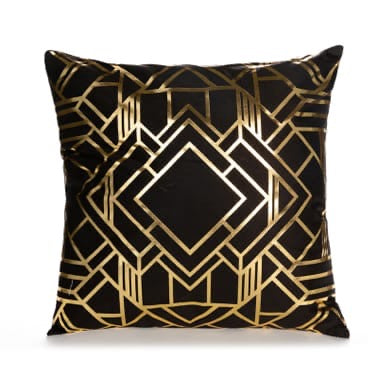 Elegant Black & Gold 18x18 Cushion Cover – Luxury Accent for Living Sp