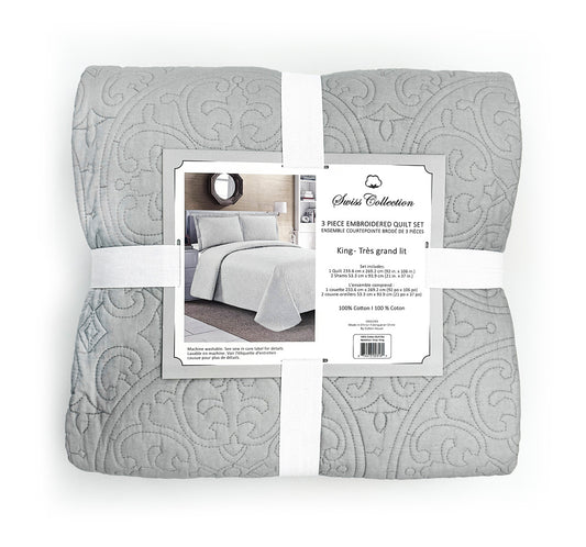 3Pc Quilt Set - 100% Cotton